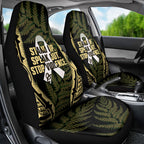 White Ribbon Day New Zealand Car Seat Cover Respect Women Maori Pattern Yellow