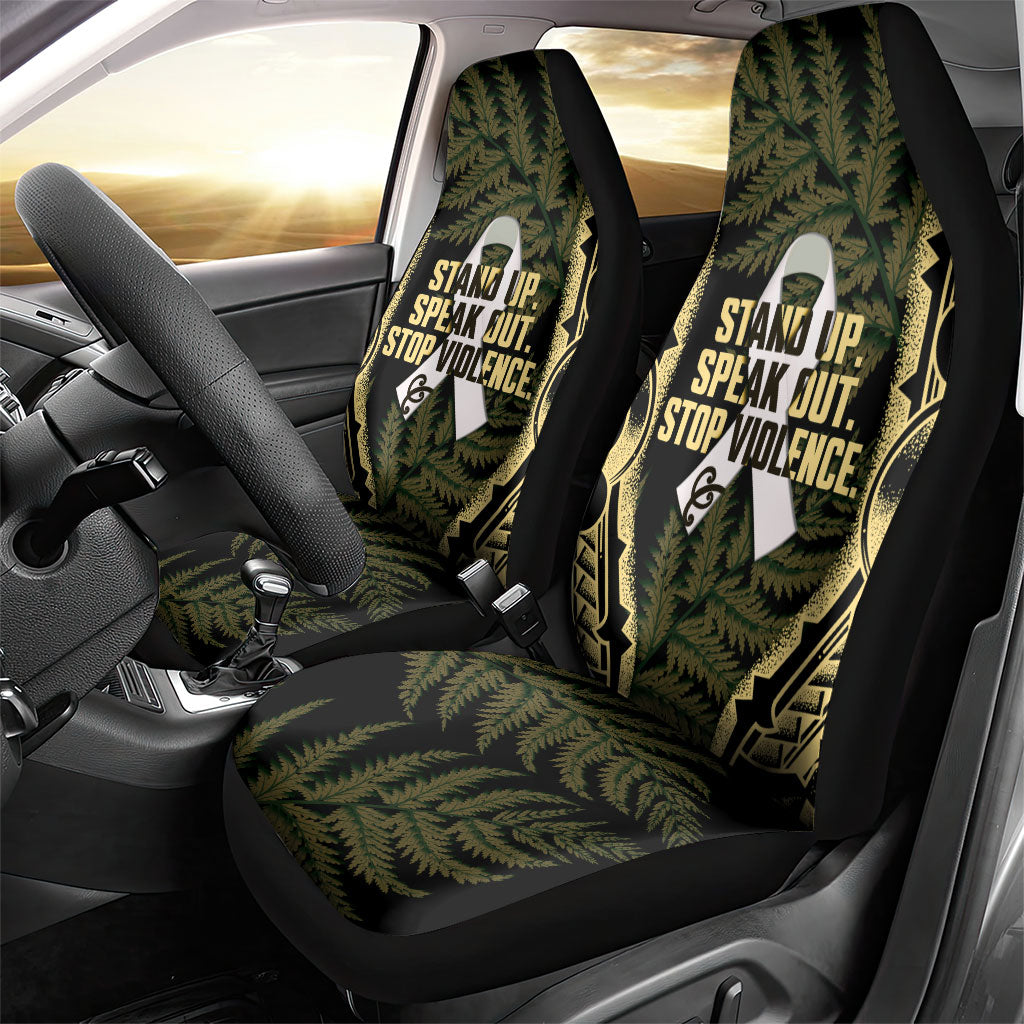 White Ribbon Day New Zealand Car Seat Cover Respect Women Maori Pattern Yellow