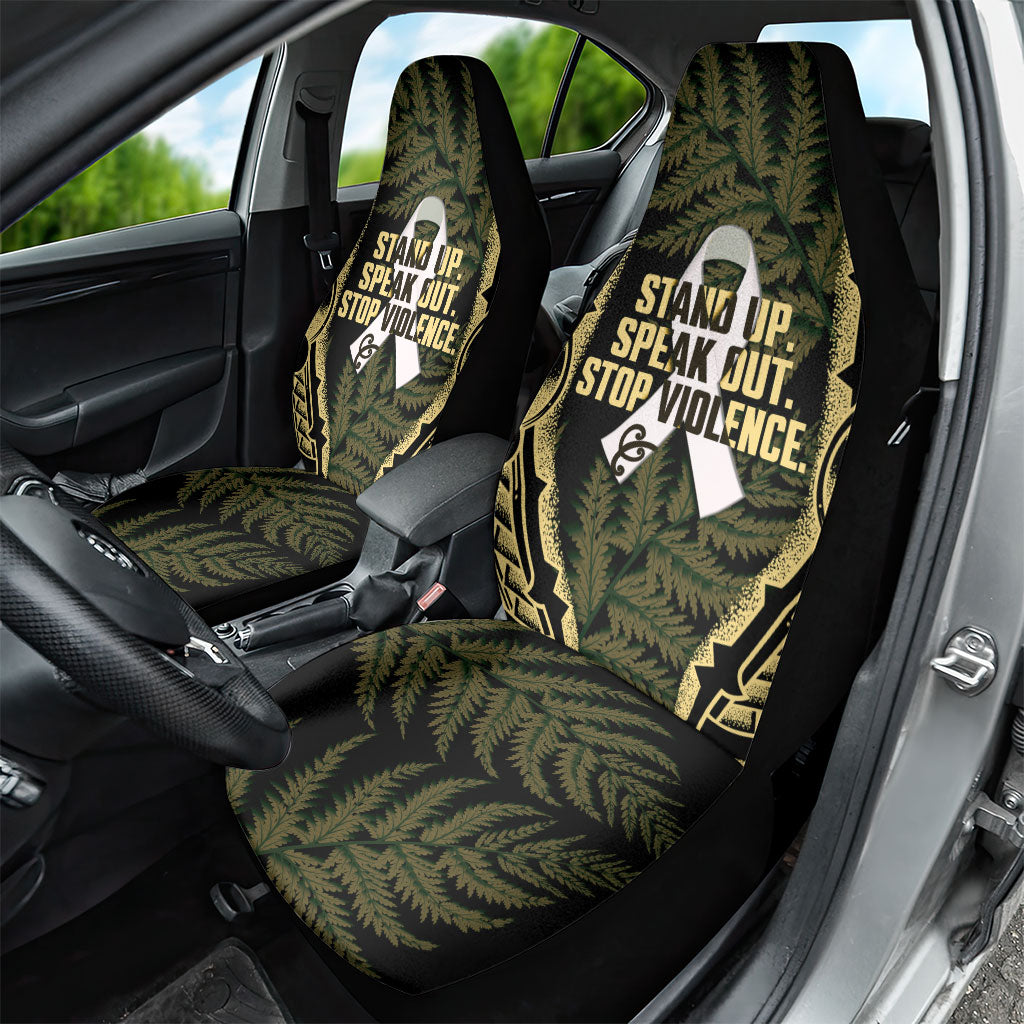 White Ribbon Day New Zealand Car Seat Cover Respect Women Maori Pattern Yellow