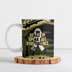White Ribbon Day New Zealand Ceramic Mug Respect Women Maori Pattern Yellow