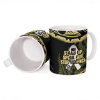 White Ribbon Day New Zealand Ceramic Mug Respect Women Maori Pattern Yellow