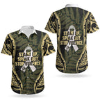 White Ribbon Day New Zealand Couples Matching Long Sleeve Bodycon Dress and Hawaiian Shirt Respect Women Maori Pattern Yellow