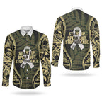 White Ribbon Day New Zealand Couples Matching Puletasi and Long Sleeve Button Shirt Respect Women Maori Pattern Yellow