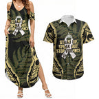 White Ribbon Day New Zealand Couples Matching Summer Maxi Dress and Hawaiian Shirt Respect Women Maori Pattern Yellow