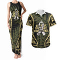 White Ribbon Day New Zealand Couples Matching Tank Maxi Dress and Hawaiian Shirt Respect Women Maori Pattern Yellow