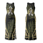 White Ribbon Day New Zealand Couples Matching Tank Maxi Dress and Hawaiian Shirt Respect Women Maori Pattern Yellow