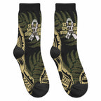 White Ribbon Day New Zealand Crew Socks Respect Women Maori Pattern Yellow