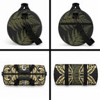 White Ribbon Day New Zealand Duffle Bag Respect Women Maori Pattern Yellow