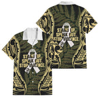 White Ribbon Day New Zealand Family Matching Summer Maxi Dress and Hawaiian Shirt Respect Women Maori Pattern Yellow