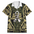 White Ribbon Day New Zealand Hawaiian Shirt Respect Women Maori Pattern Yellow