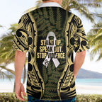 White Ribbon Day New Zealand Hawaiian Shirt Respect Women Maori Pattern Yellow