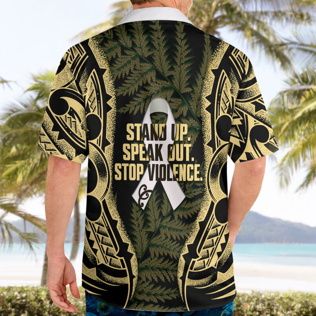 White Ribbon Day New Zealand Hawaiian Shirt Respect Women Maori Pattern Yellow