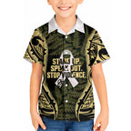White Ribbon Day New Zealand Hawaiian Shirt Respect Women Maori Pattern Yellow