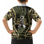 White Ribbon Day New Zealand Hawaiian Shirt Respect Women Maori Pattern Yellow
