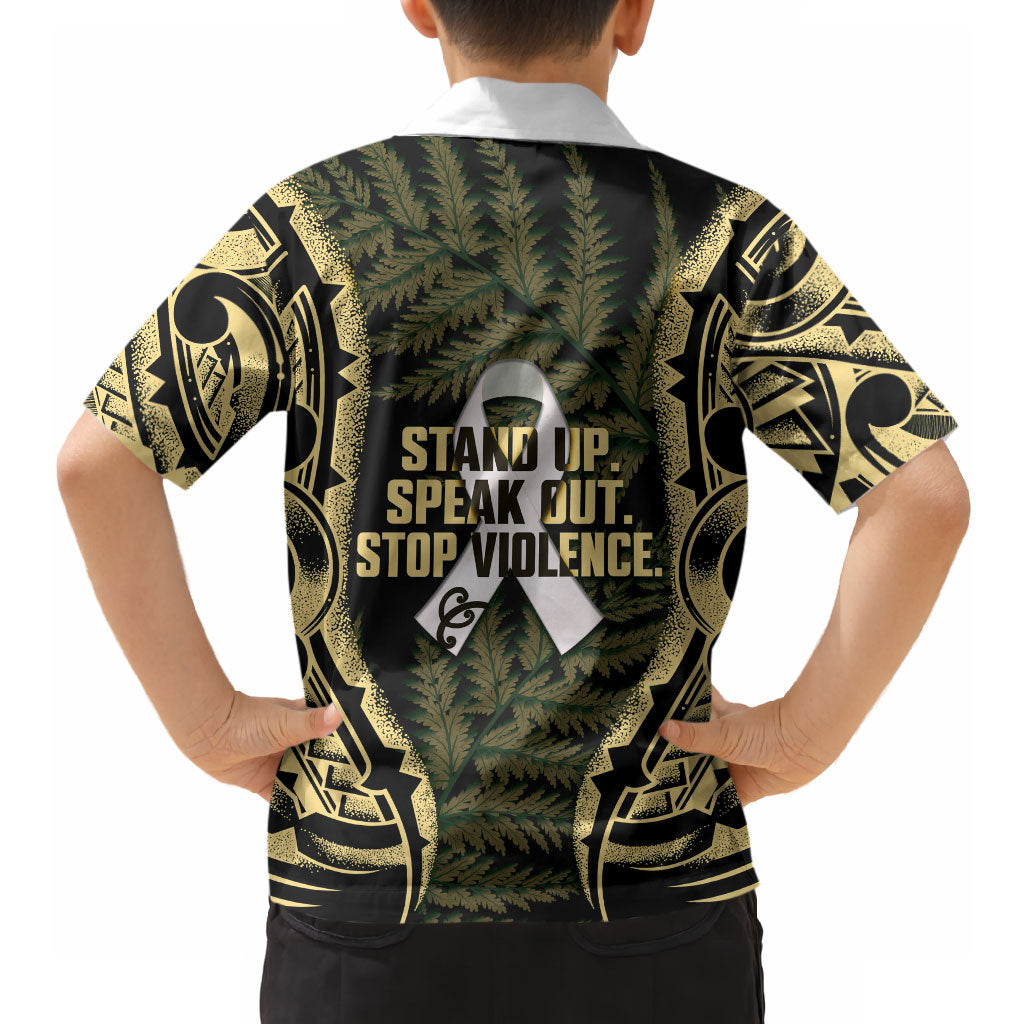 White Ribbon Day New Zealand Hawaiian Shirt Respect Women Maori Pattern Yellow