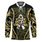 White Ribbon Day New Zealand Hockey Jersey Respect Women Maori Pattern Yellow