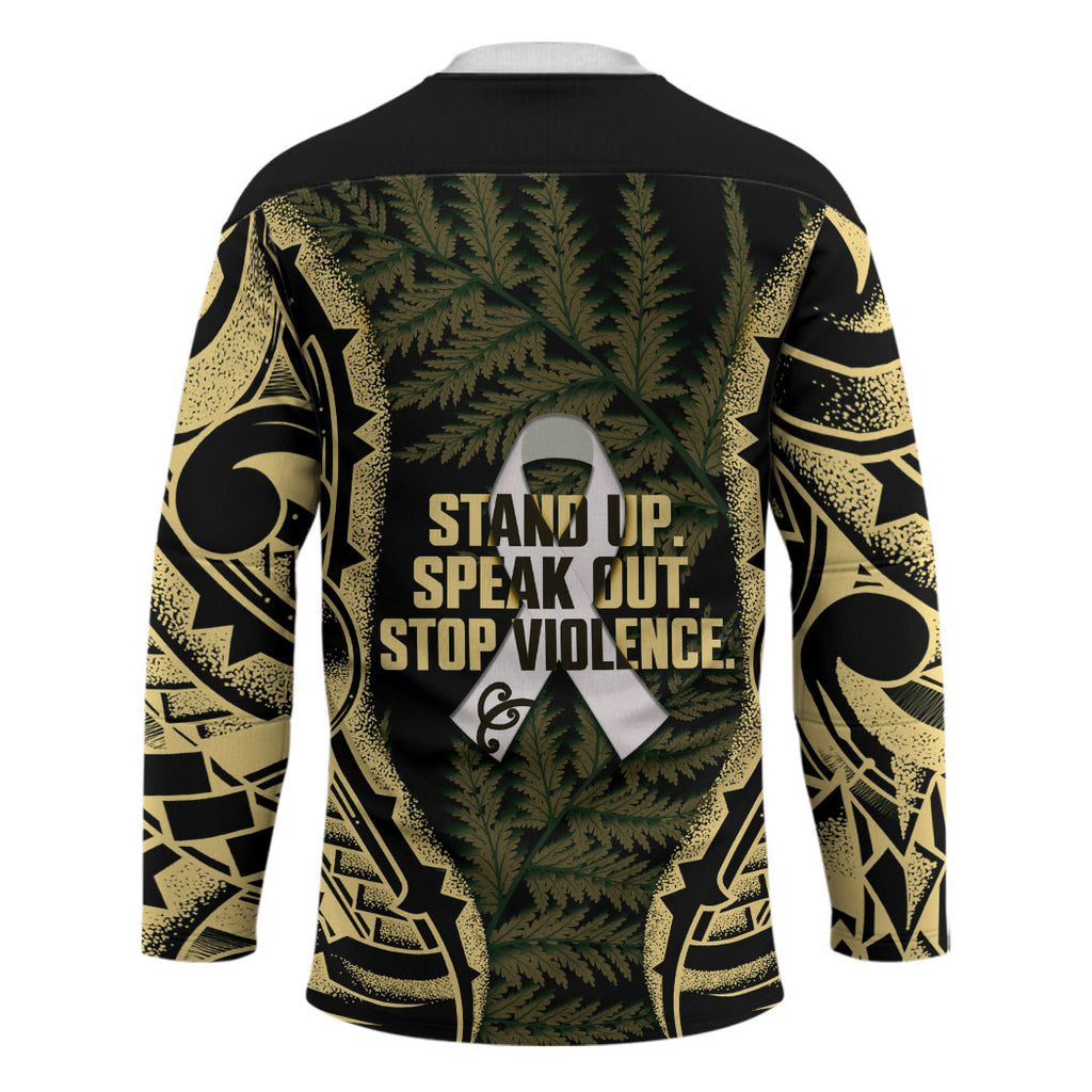 White Ribbon Day New Zealand Hockey Jersey Respect Women Maori Pattern Yellow