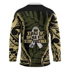 White Ribbon Day New Zealand Hockey Jersey Respect Women Maori Pattern Yellow