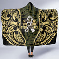 White Ribbon Day New Zealand Hooded Blanket Respect Women Maori Pattern Yellow