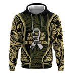 White Ribbon Day New Zealand Hoodie Respect Women Maori Pattern Yellow