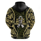 White Ribbon Day New Zealand Hoodie Respect Women Maori Pattern Yellow