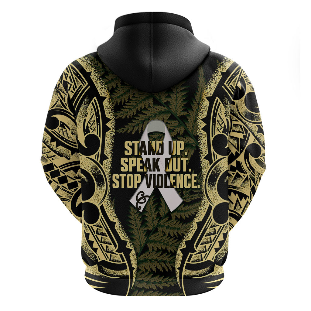 White Ribbon Day New Zealand Hoodie Respect Women Maori Pattern Yellow
