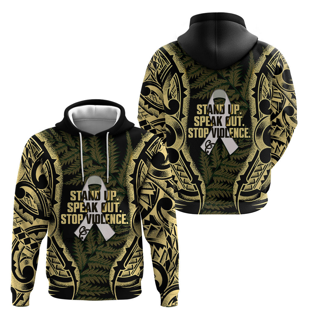 White Ribbon Day New Zealand Hoodie Respect Women Maori Pattern Yellow