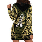 White Ribbon Day New Zealand Hoodie Dress Respect Women Maori Pattern Yellow