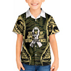 White Ribbon Day New Zealand Kid Hawaiian Shirt Respect Women Maori Pattern Yellow