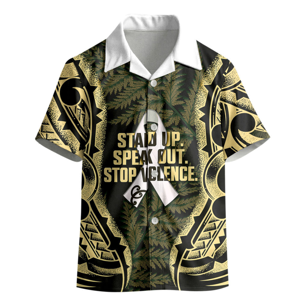 White Ribbon Day New Zealand Kid Hawaiian Shirt Respect Women Maori Pattern Yellow