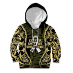 White Ribbon Day New Zealand Kid Hoodie Respect Women Maori Pattern Yellow