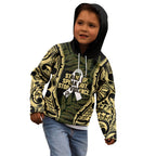 White Ribbon Day New Zealand Kid Hoodie Respect Women Maori Pattern Yellow