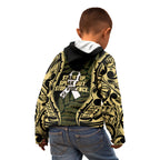 White Ribbon Day New Zealand Kid Hoodie Respect Women Maori Pattern Yellow