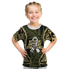 White Ribbon Day New Zealand Kid T Shirt Respect Women Maori Pattern Yellow