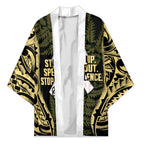 White Ribbon Day New Zealand Kimono Respect Women Maori Pattern Yellow