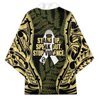 White Ribbon Day New Zealand Kimono Respect Women Maori Pattern Yellow