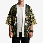 White Ribbon Day New Zealand Kimono Respect Women Maori Pattern Yellow