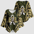 White Ribbon Day New Zealand Kimono Sleeve Blouse Respect Women Maori Pattern Yellow