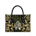 White Ribbon Day New Zealand Leather Bag Respect Women Maori Pattern Yellow