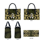 White Ribbon Day New Zealand Leather Bag Respect Women Maori Pattern Yellow