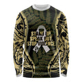 White Ribbon Day New Zealand Long Sleeve Shirt Respect Women Maori Pattern Yellow