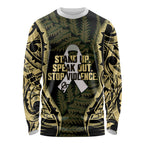 White Ribbon Day New Zealand Long Sleeve Shirt Respect Women Maori Pattern Yellow