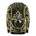 White Ribbon Day New Zealand Long Sleeve Shirt Respect Women Maori Pattern Yellow