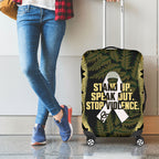 White Ribbon Day New Zealand Luggage Cover Respect Women Maori Pattern Yellow