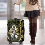 White Ribbon Day New Zealand Luggage Cover Respect Women Maori Pattern Yellow