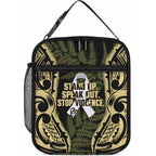 White Ribbon Day New Zealand Lunch Bag Respect Women Maori Pattern Yellow