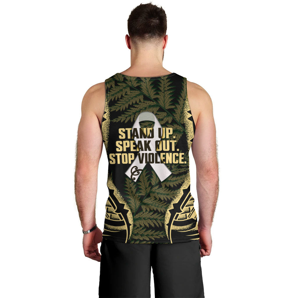 White Ribbon Day New Zealand Men Tank Top Respect Women Maori Pattern Yellow
