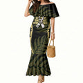 White Ribbon Day New Zealand Mermaid Dress Respect Women Maori Pattern Yellow