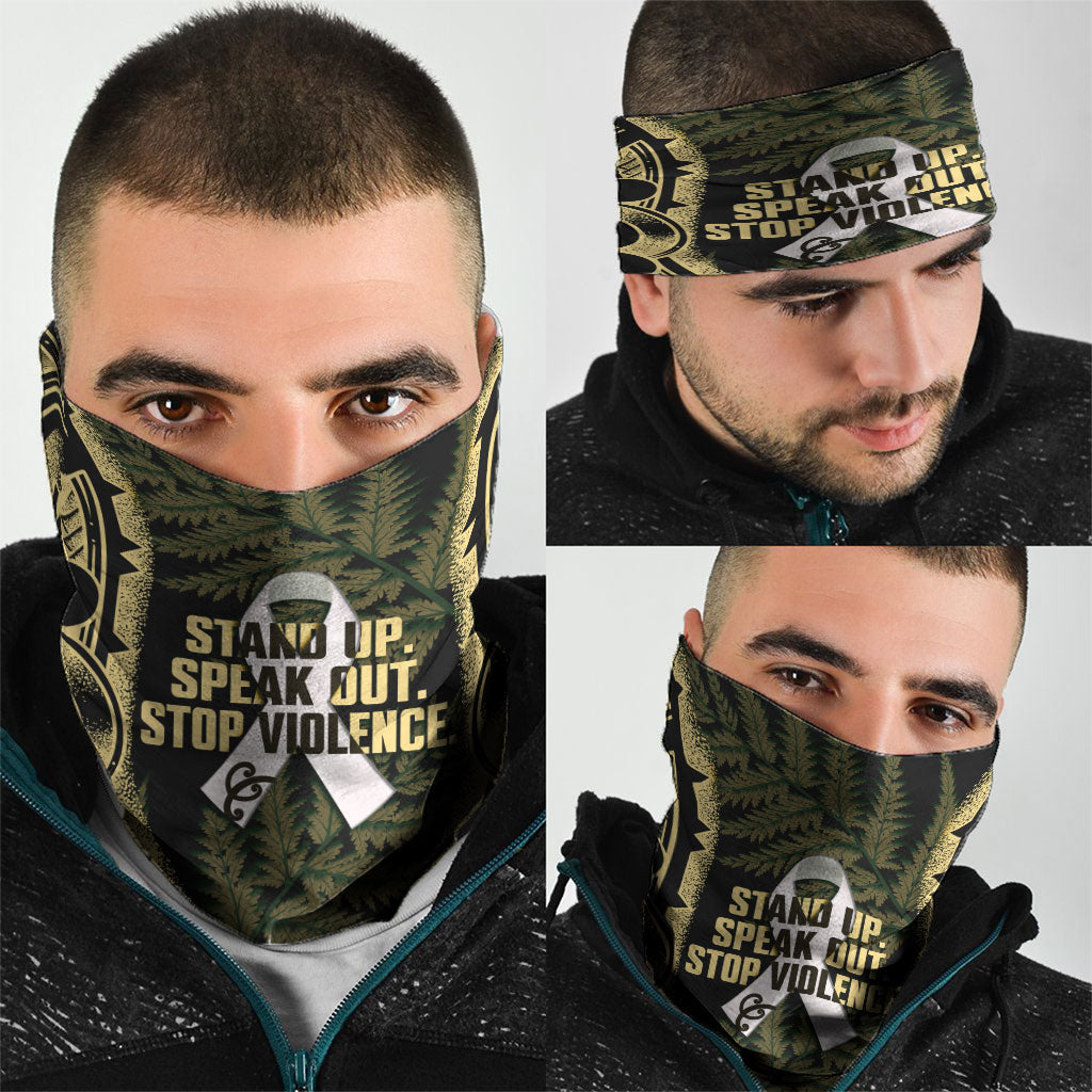 White Ribbon Day New Zealand Neck Gaiter Respect Women Maori Pattern Yellow