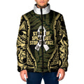 White Ribbon Day New Zealand Padded Jacket Respect Women Maori Pattern Yellow